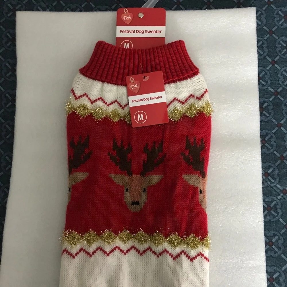Pet Central Festival Dog Sweater NEW Size M-14”/35.56cm